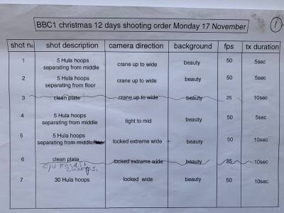 The 12 Days of Christmas - shooting order 1
