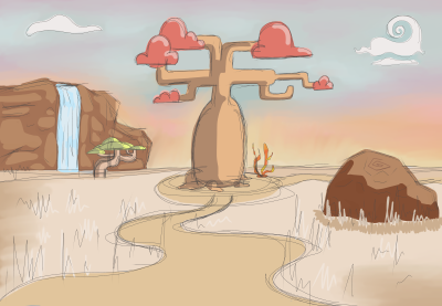 Mockup for 3D graphic Baobab tree design created by Tamara Graham, Games Art student at Ravensbourne University